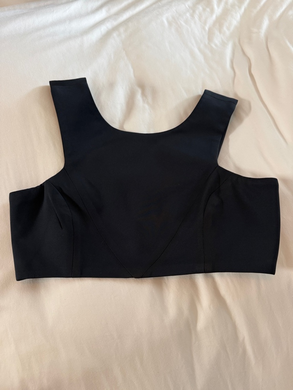 L'ATISTE navy Structured Square-Neck Crop Top